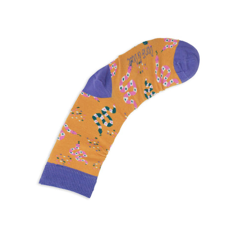 An image of a Gold Snakes calf length sock by Doris & Dude
