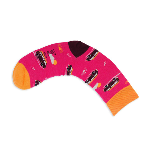 An image of a Pink Camper calf length sock by Doris & Dude