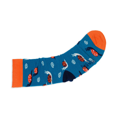An image of a Teal Snail calf length sock by Doris & Dude