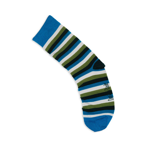 An image of a Green Stripe calf length sock by Doris & Dude