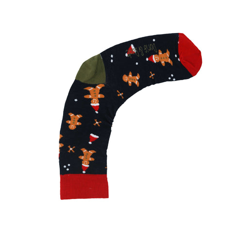 An image of a Navy Gingerbread calf length sock by Doris & Dude