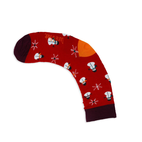 An image of a Red Snowman calf length sock by Doris & Dude