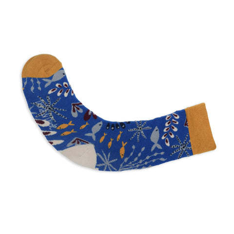 An image of a Blue Leaves calf length sock by Doris & Dude