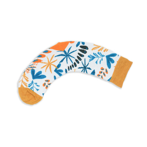 An image of a White Leaves calf length sock by Doris & Dude