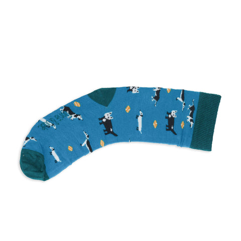 An image of a Teal Dog calf length sock by Doris & Dude