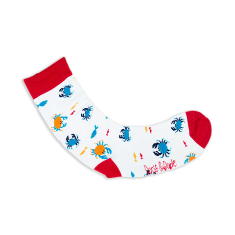 An image of a White Crabs calf length sock by Doris & Dude