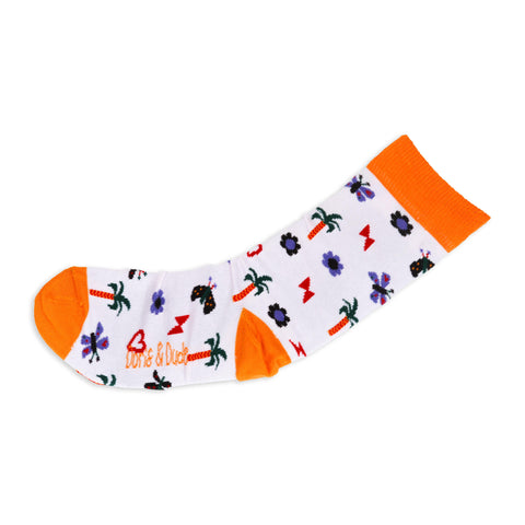 An image of a Pink Butterflies calf length sock by Doris & Dude