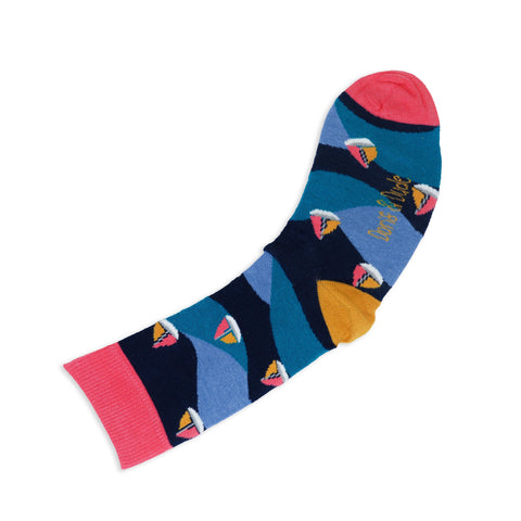 An image of a Navy Boats calf length sock by Doris & Dude