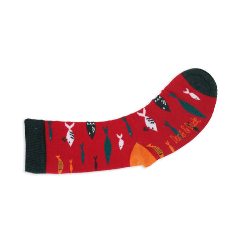 An image of a Red Fish calf length sock by Doris & Dude