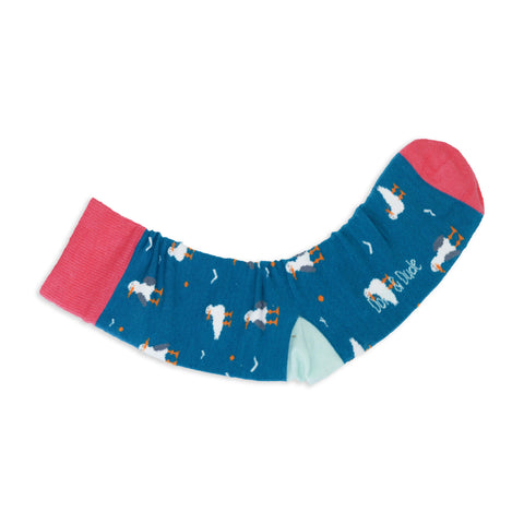 An image of a Teal Seagull calf length sock by Doris & Dude