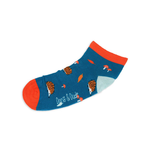 An image of a Teal Hedgehog ankle length sock by Doris & Dude
