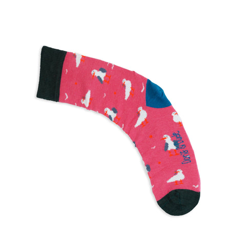 An image of a Pink Seagull calf length sock by Doris & Dude