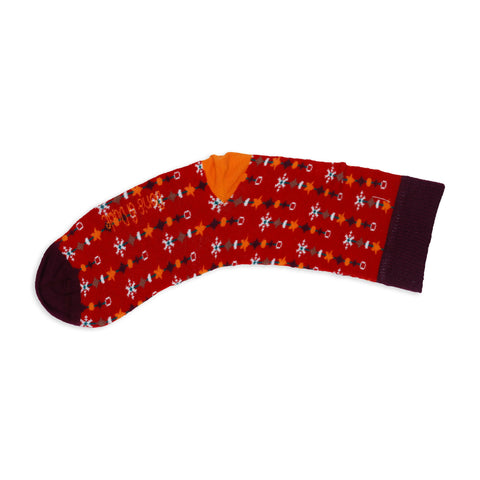 An image of a Red Snowflakes calf length sock by Doris & Dude
