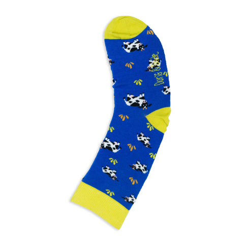 An image of a Blue Cows calf length sock by Doris & Dude