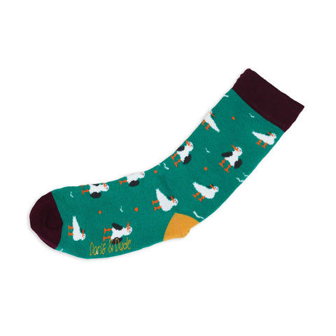 An image of a Green Seagulls calf length sock by Doris & Dude