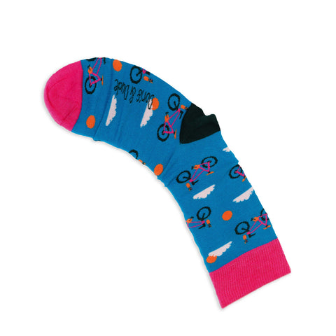 An image of a Green Bike calf length sock by Doris & Dude