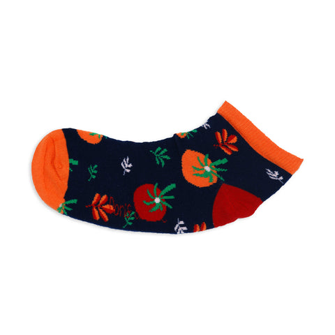 An image of a Navy Tomatoes ankle length sock by Doris & Dude