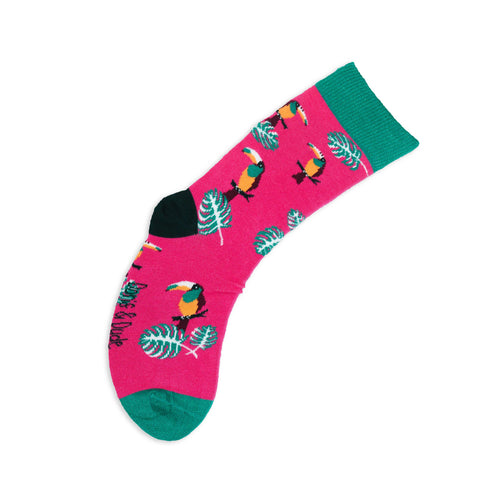 An image of a Pink Toucan calf length sock by Doris & Dude