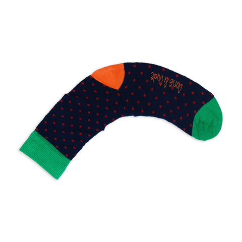 An image of a Navy Spot calf length sock by Doris & Dude