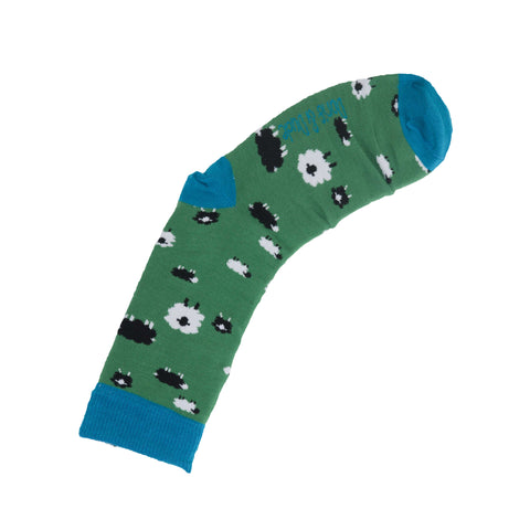 An image of a Green Sheep  calf length sock by Doris & Dude