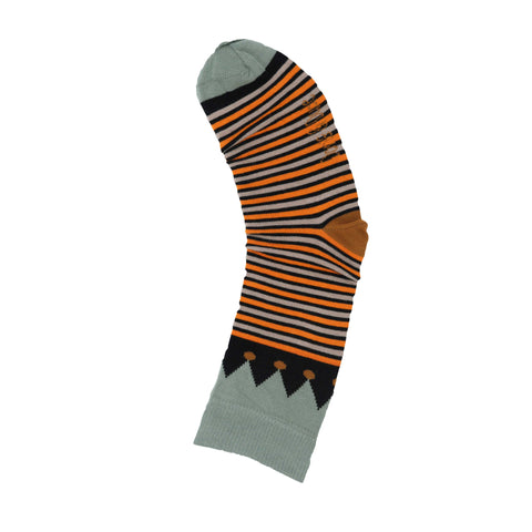 An image of a Orange Stripe Elf  calf length sock by Doris & Dude