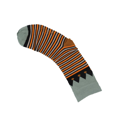 An image of a Orange Stripe Elf  calf length sock by Doris & Dude