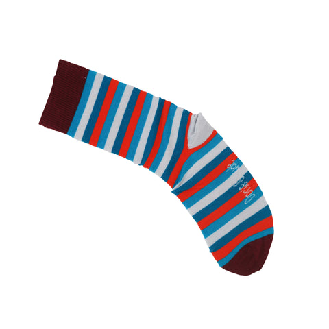An image of a Teal Stripes  calf length sock by Doris & Dude
