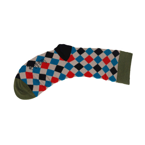 An image of a Grey Harlequin  calf length sock by Doris & Dude