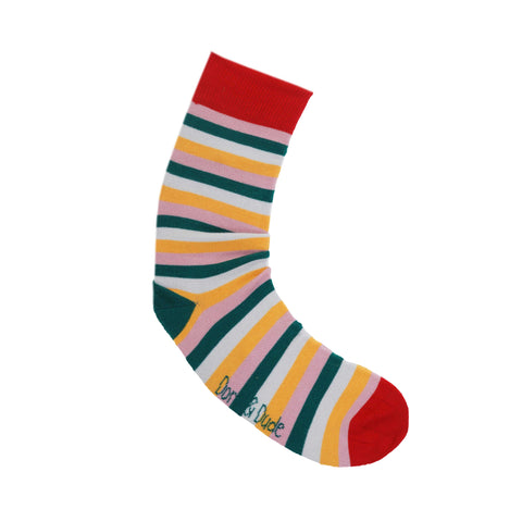 An image of a Pink Stripe  calf length sock by Doris & Dude