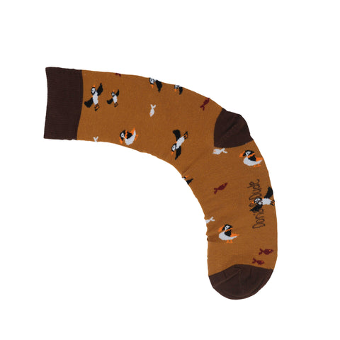 An image of a Bronze Puffin  calf length sock by Doris & Dude