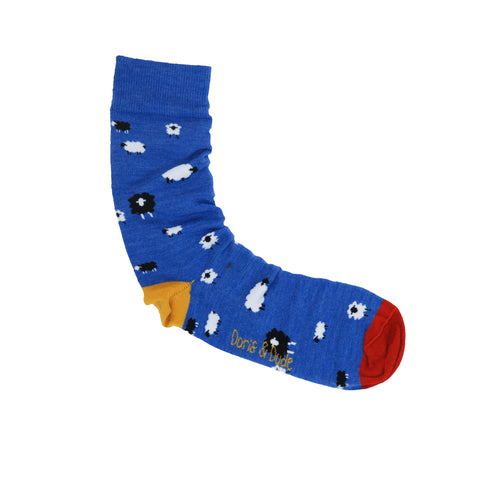 An image of a Blue Sheep  knee length sock by Doris & Dude
