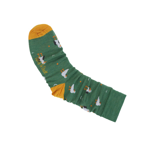 An image of a Green Seagull  calf length sock by Doris & Dude