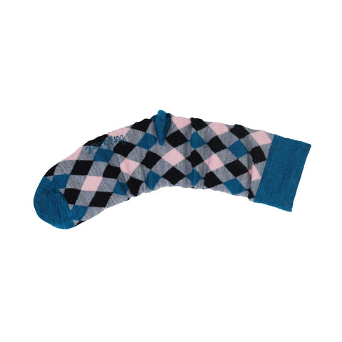 An image of a Grey Harlequin  calf length sock by Doris & Dude
