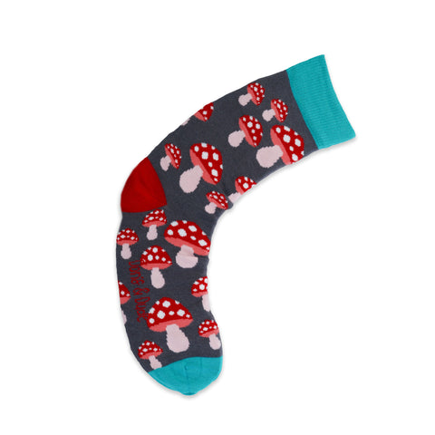 An image of Grey Mushroom, calf-length sock by Doris & Dude