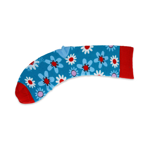 An image of Green Flower, calf-length sock by Doris & Dude