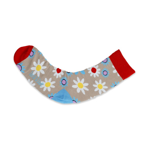 An image of Sand Flowers, calf-length sock by Doris & Dude