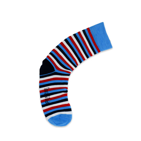 An image of Navy Stripe, ankle-length sock by Doris & Dude