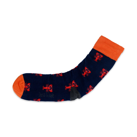 An image of Navy Lobster, calf-length sock by Doris & Dude