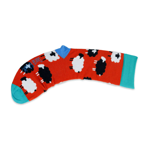 An image of Red Sheep, calf-length sock by Doris & Dude