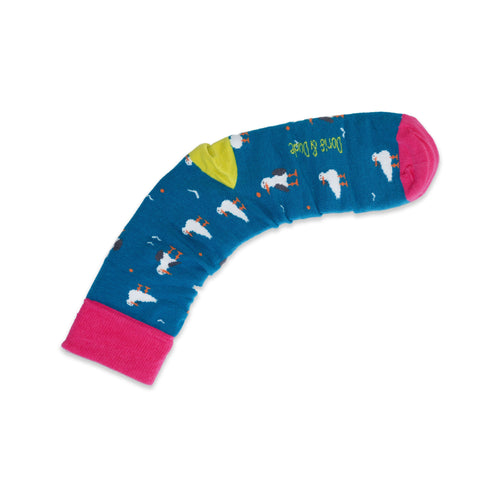 An image of Teal Seagull, calf-length sock by Doris & Dude