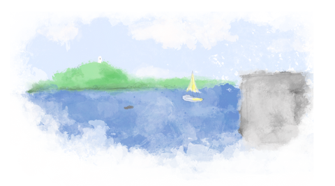 Dude sitting on the harbour wall, looking out to sea
